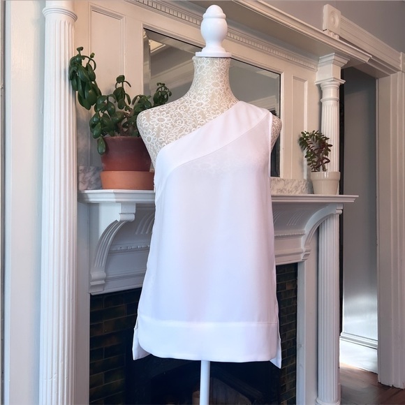 NWT BANANA REPUBLIC White Sleeveless One Shoulder Top Blouse Size XS - Picture 1 of 11